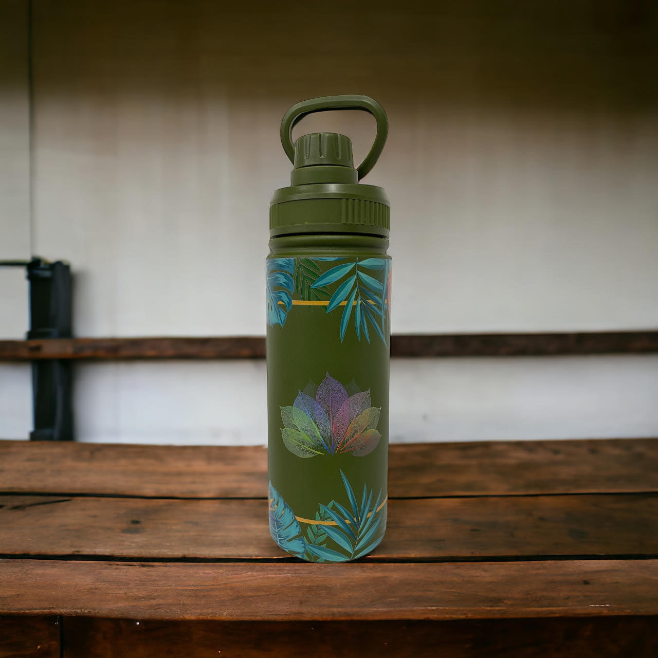 Custom thermos flask with student backpack showing compact portable design for campus and office use