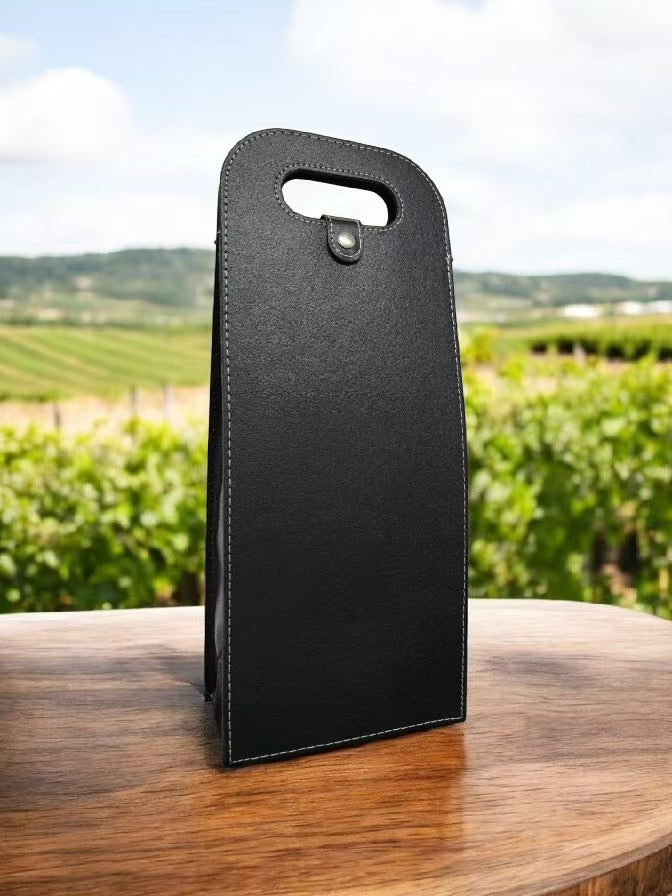 Custom PU Wine Bag 06B 9x16x33 with company logo printed on premium branded wine carrier Singapore