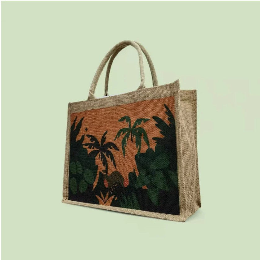 Custom Jute Bag 07 with company logo printed on natural eco-friendly jute tote bag 39x31x15cm