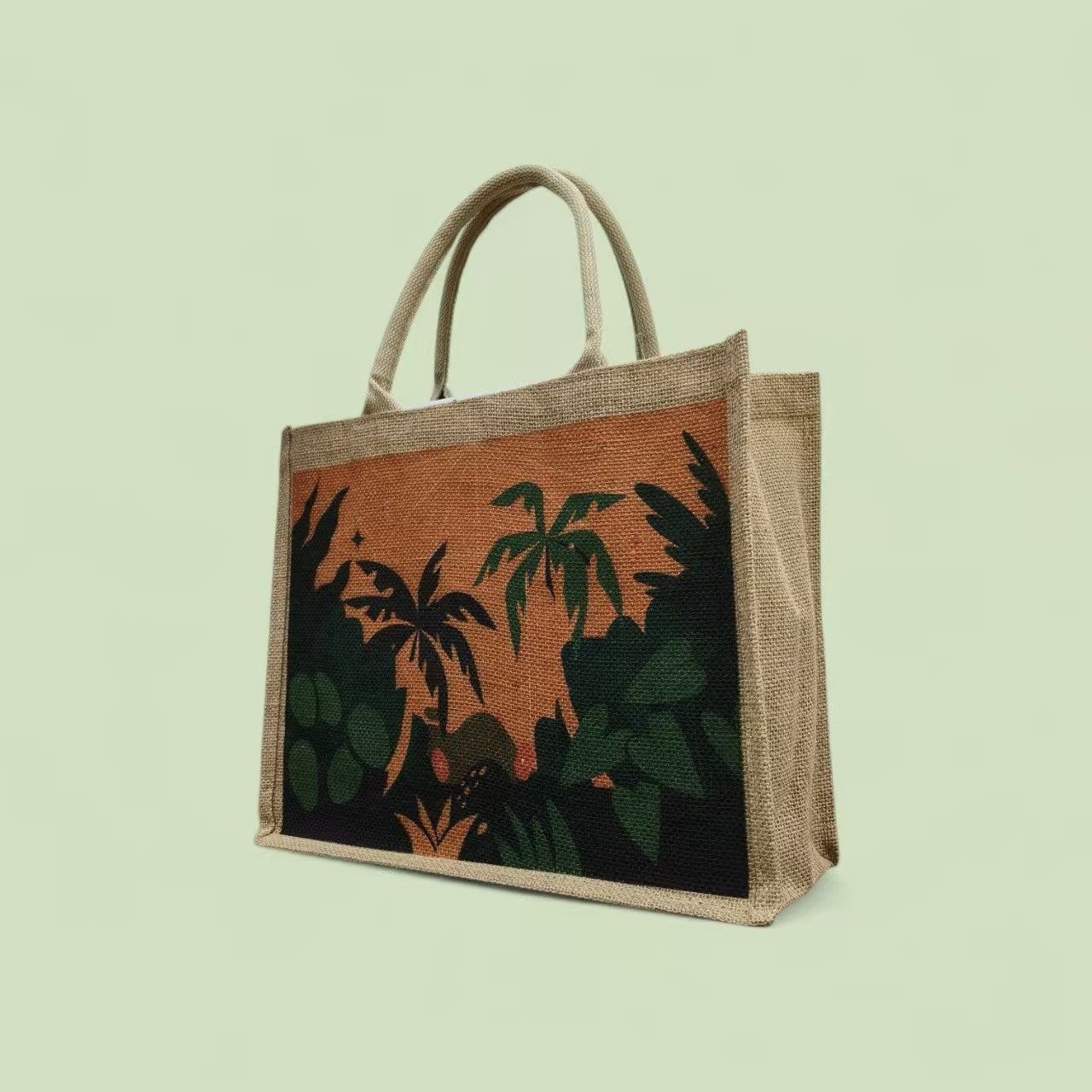 Custom Jute Bag 09 with company logo printed on natural eco-friendly jute tote bag 26x27x8cm
