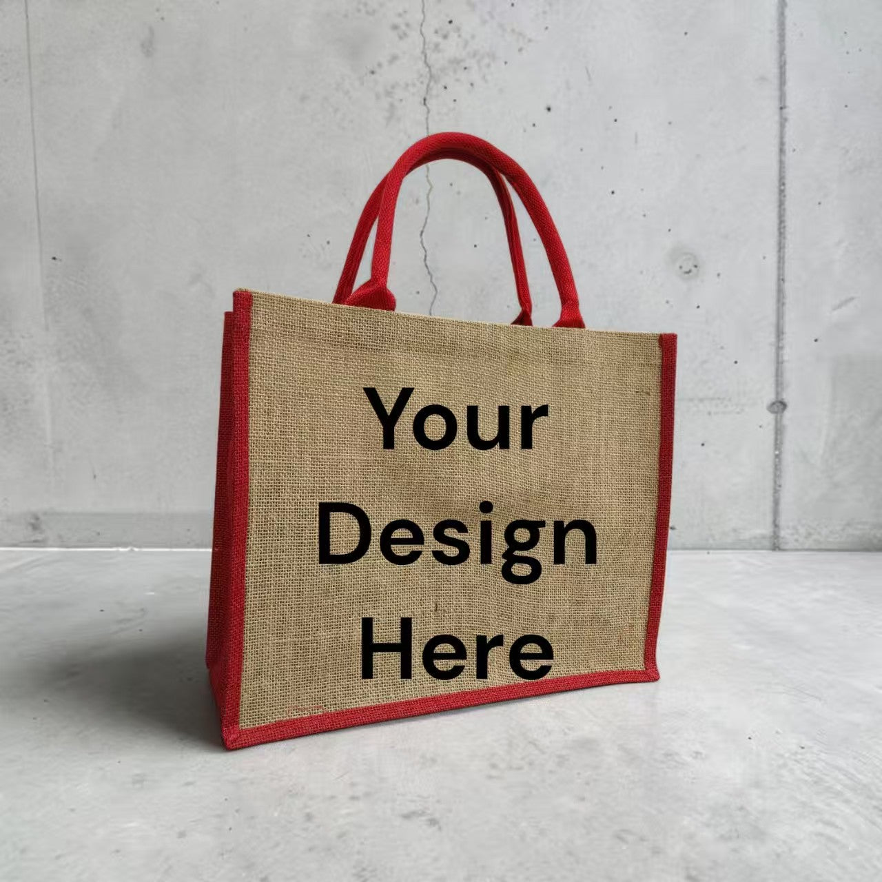 Custom Jute Bag 05 with company logo printed on natural eco-friendly jute tote bag 39x31x15cm