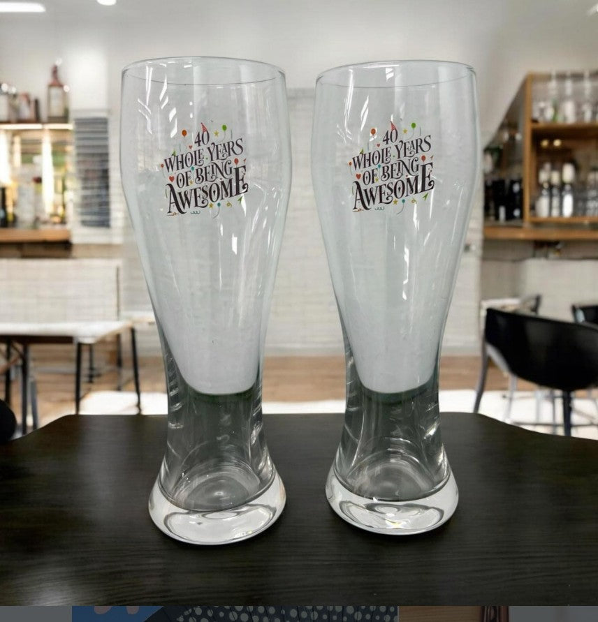 Close-up of Custom Printed Beer Glass