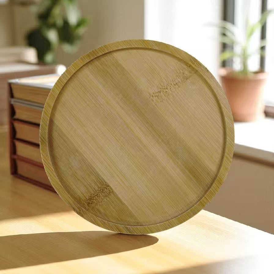 Eco-friendly bamboo tray with custom corporate logo printing produced in Singapore facility showing natural wood finish
