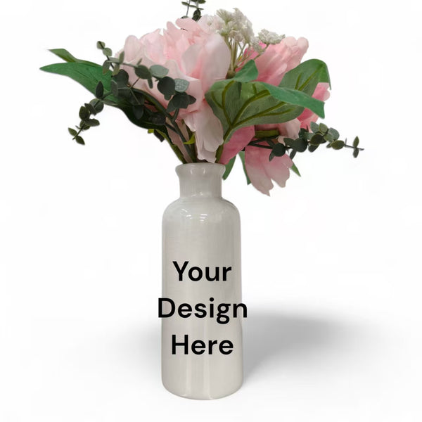 Custom printed ceramic vase with 'Thank You, Ms. Tan — Inspiring Generations' message