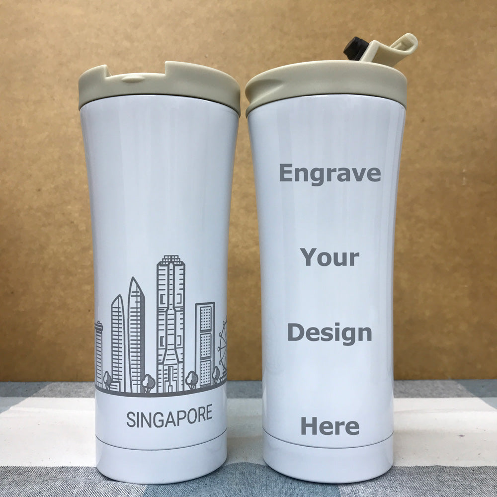 Custom Tumblers Printing 05 with company logo on 500ml stainless steel travel mug with slide lid