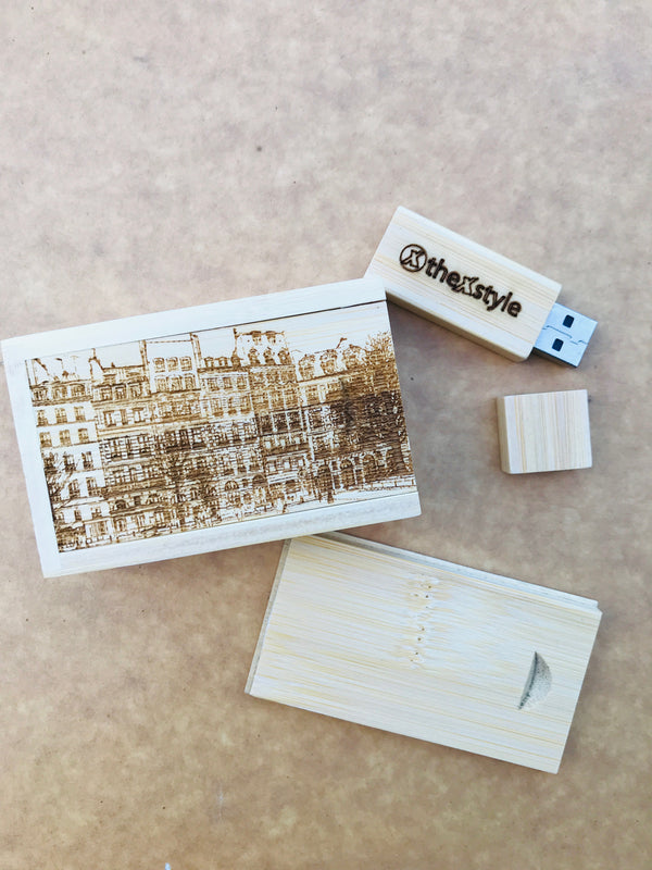 Custom Bamboo thumb drive set 01