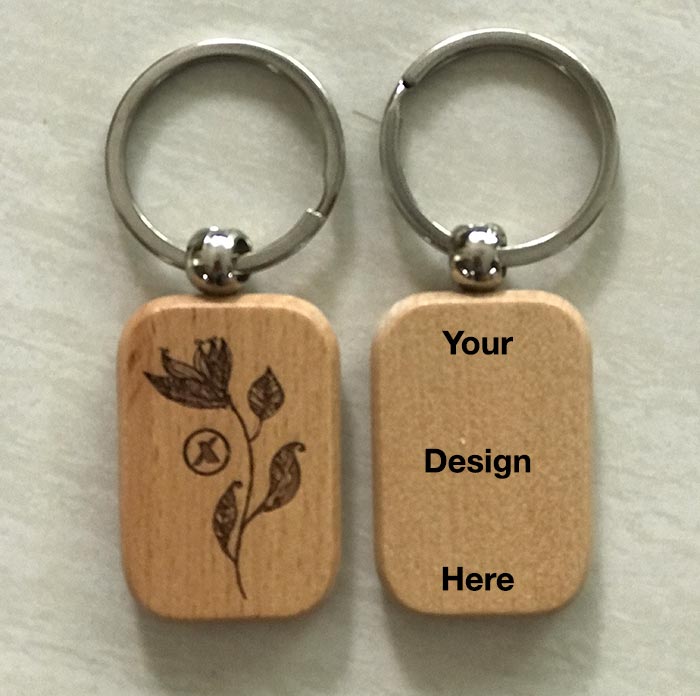 Wooden Custom Keychain with Laser Engraved Design – Eco Singapore