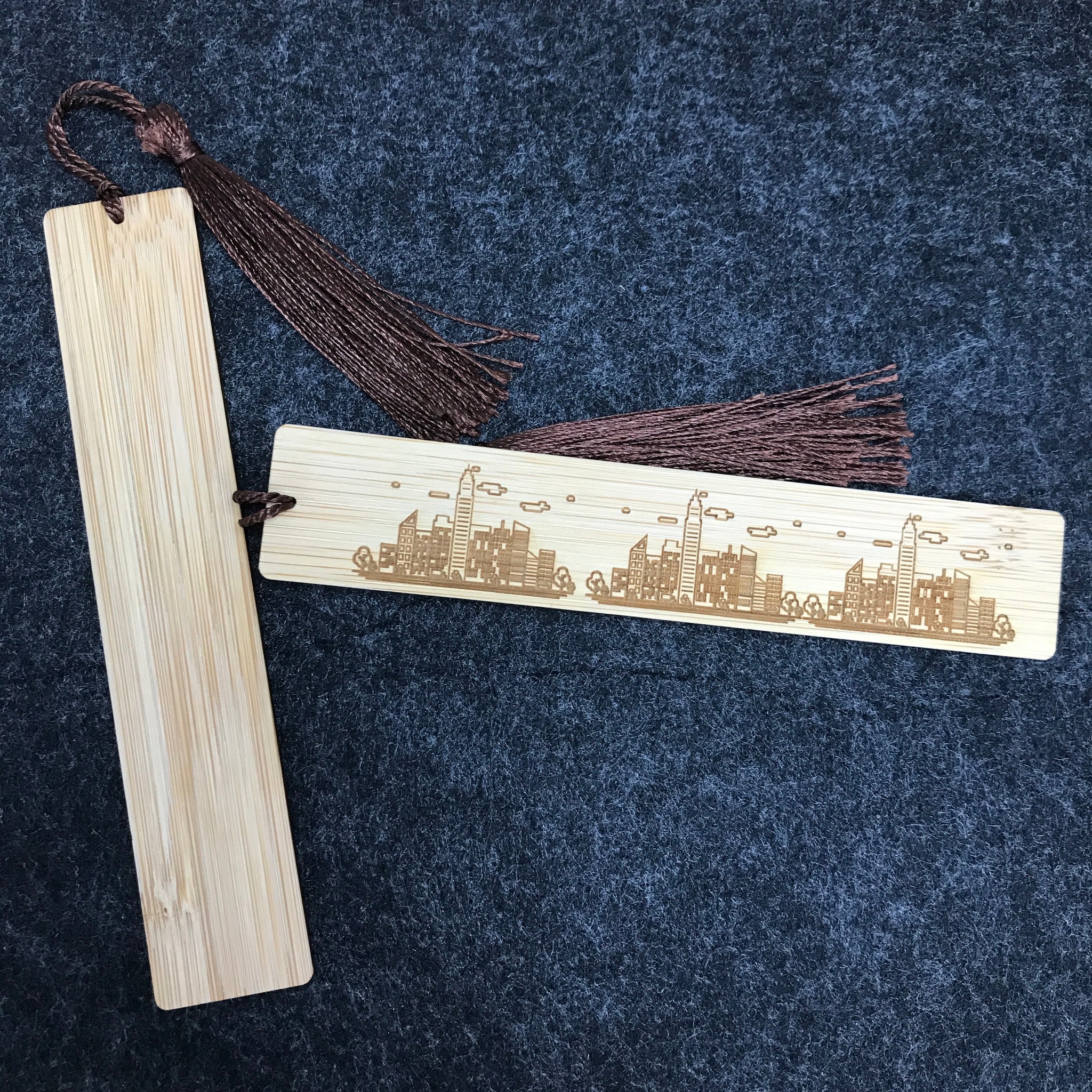 Custom Bamboo Bookmark with Laser Engraved Design – Singapore Edition