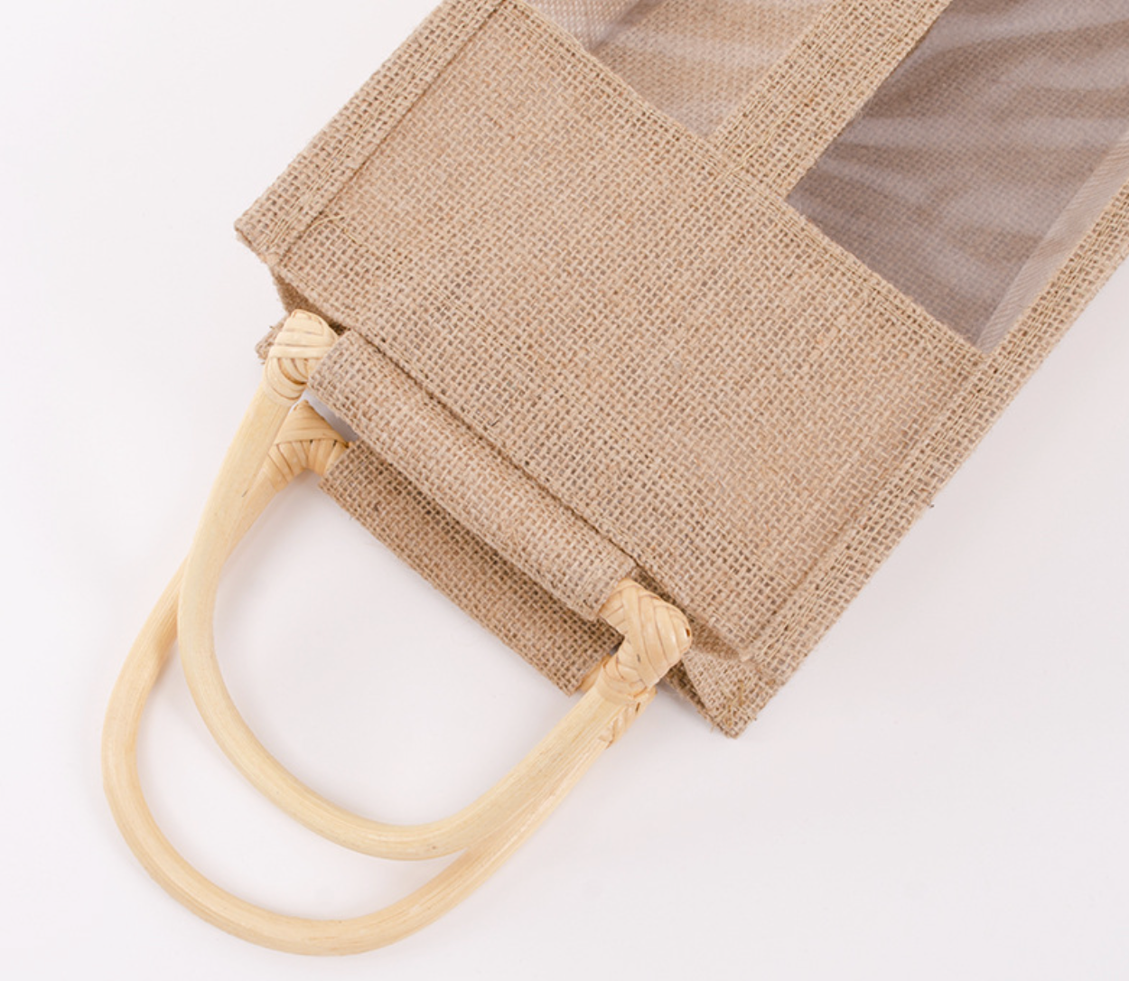 High-quality custom jute bag showing detailed printing and premium eco-friendly fabric