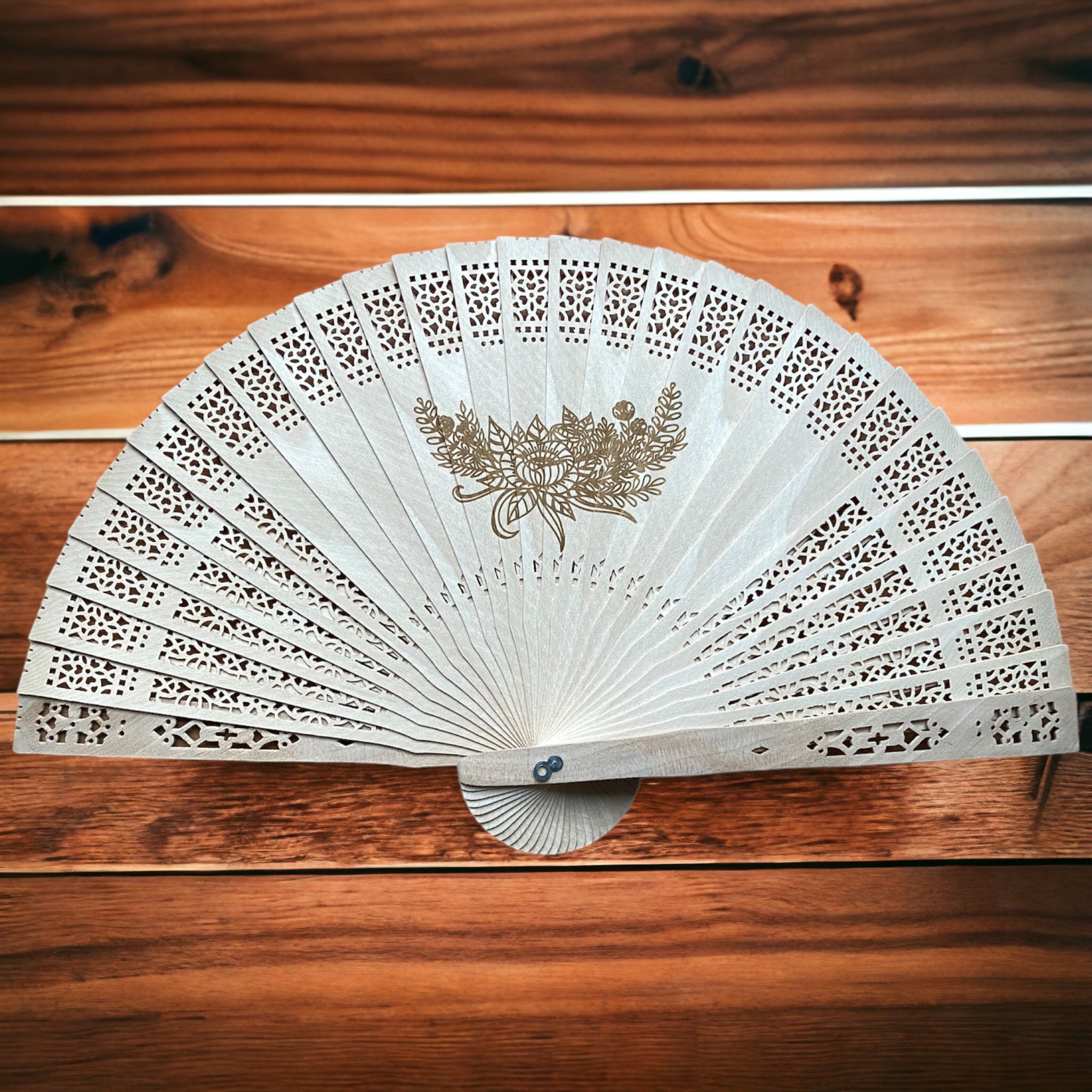 Custom Wooden Fan with Laser Engraved Design – Premium Singapore Edition