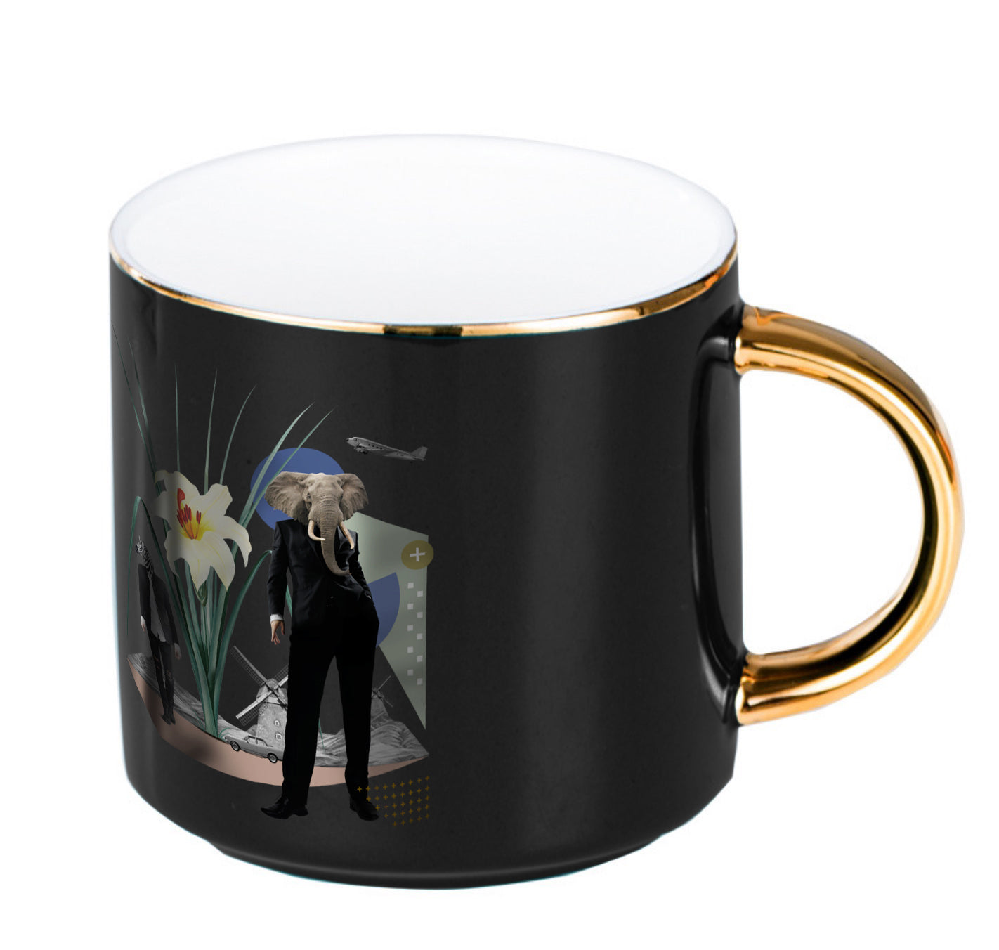 Custom Ceramic Coffee Mugs Printing 08 with company logo printed on premium white porcelain mug 330ml