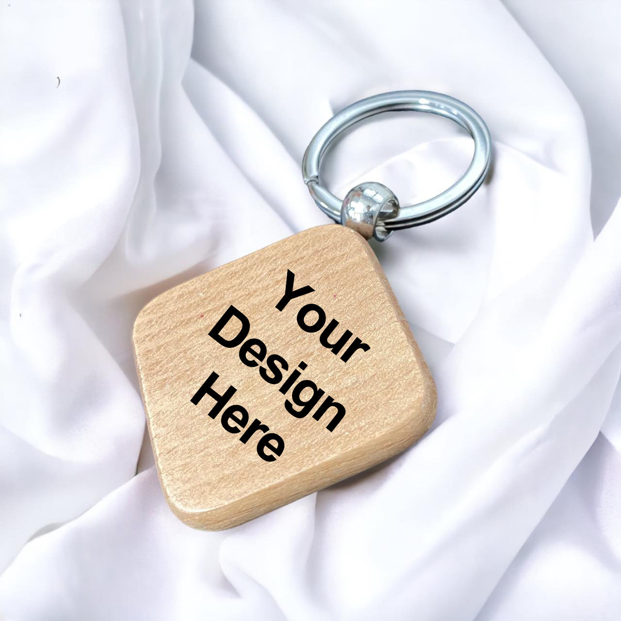 Eco Solid Wood Keychain with Customise Printing – Singapore Green Gift