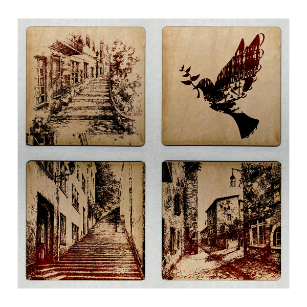 Custom Wood Coaster Set 39 (9.5x9.5cm)